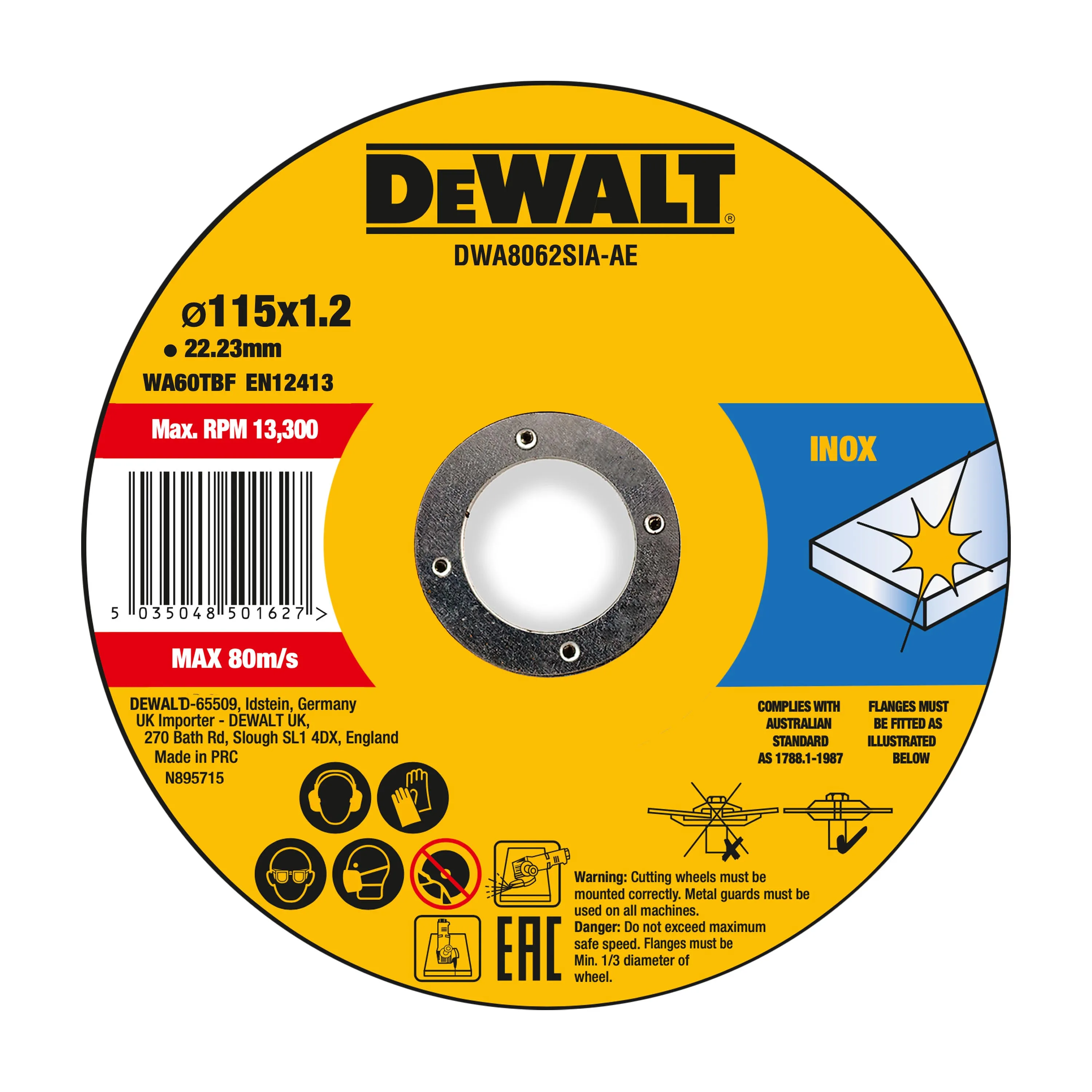 DEWALT DWA8062SIA-AE Trennscheibe 115x1,2x22,23 mm Inox
