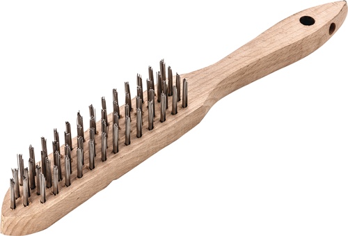 Handbürste L.290mm 0,35mm Stahldraht Besatz-L.140mm 4-reihig 12 LESSMANN