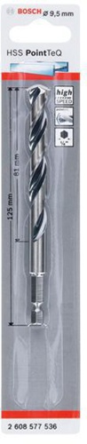 Bosch Spiralbohrer PoinTeQ DIN338 Arbeits-L.81mm D.9,5mm L.125mm HSS Typ N