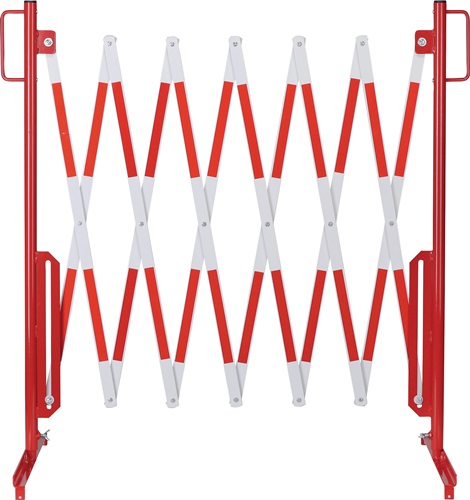 Scherengitter L3600xH1000mm m.Standfuß rot/weiß