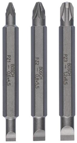 Bosch Doppelklingen-Set 3tlg. L.60mm 0,6x4,5/PZ1 0,8x5,5/PZ2 1,2x6,5/PZ3