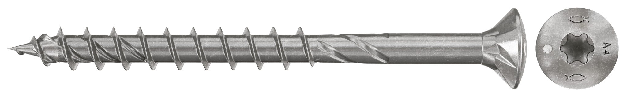 fischer Spanplattenschraube PowerFast FPF II RTP 5,0 x 60 A4 100, Linsenkopf, Innenstern TX, Teilgewinde, Edelstahl A4