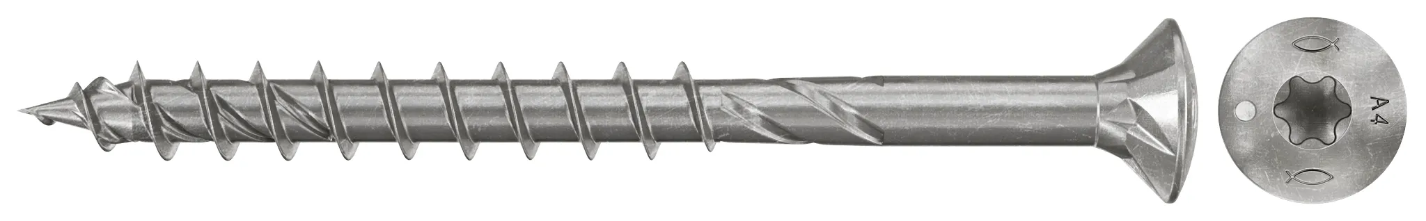 fischer Spanplattenschraube PowerFast FPF II RTP 5,0 x 60 A4 100, Linsenkopf, Innenstern TX, Teilgewinde, Edelstahl A4
