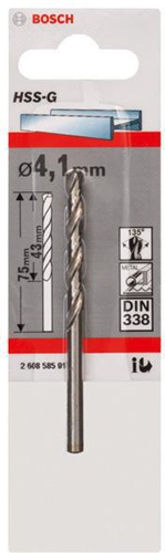 Bosch Metallbohrer HSS-G DIN338 Arbeits-L.43mm D.4,1mm L.75mm