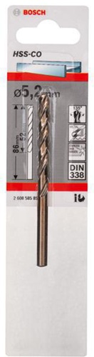 Bosch Metallbohrer HSS-Co DIN338 Arbeits-L.52mm D.5,2mm L.86mm