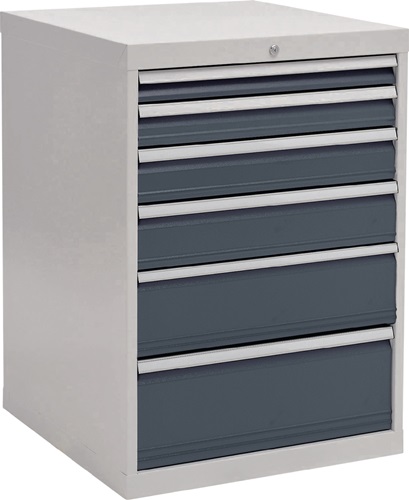 Schubladenschrank H1019xB705xT736mm lichtgrau/grau 6 Schubl.Voll.Bedrunka