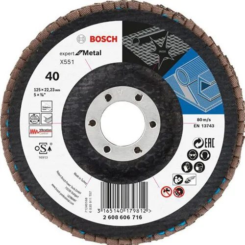 Bosch Fächerschleifscheibe X551 Expert for Metal Scheiben-D.125mm Körnung 40 gewinkelt