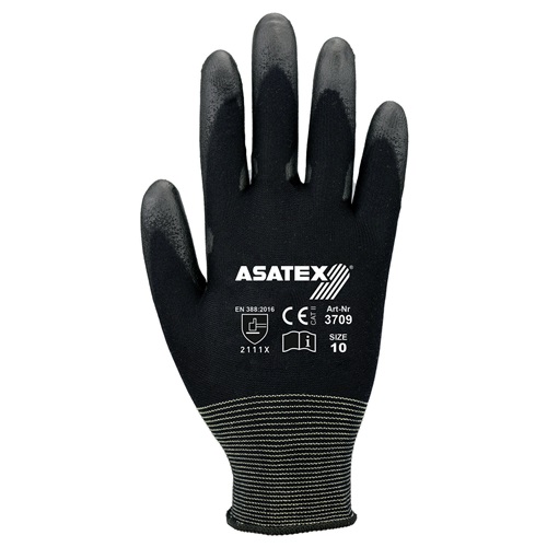 Handschuhe Gr.9 schwarz PA m.Soft-Polyurethan ASATEX