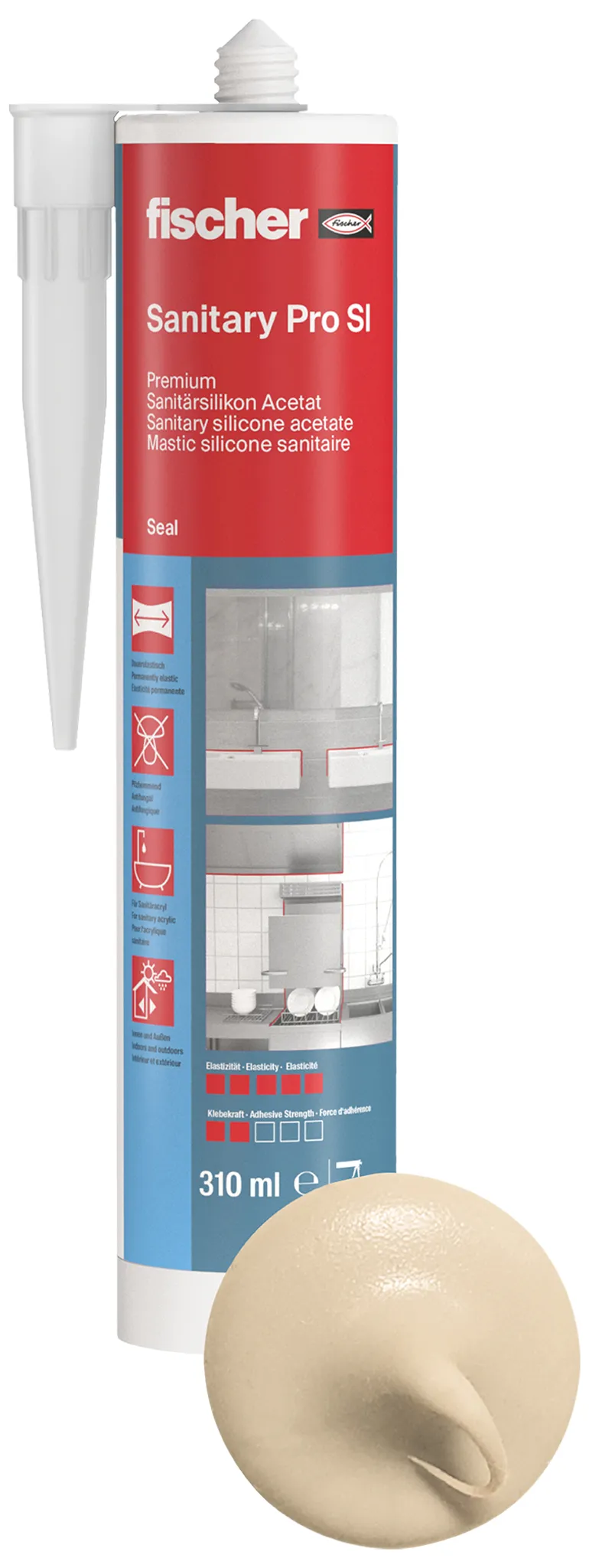 fischer Sanitärsilikon Sanitary Pro SI (DSSA) bahama-beige 310 ml