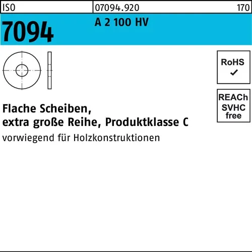 Unterlegscheibe ISO 7094 12 A 2 100 HV 50 Stück