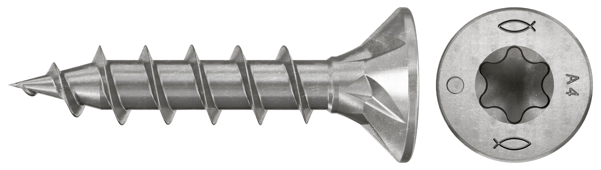 fischer Spanplattenschraube PowerFast FPF II CTF 4,0 x 20 A4 200, Senkkopf, Innenstern TX, Vollgewinde, Edelstahl A4