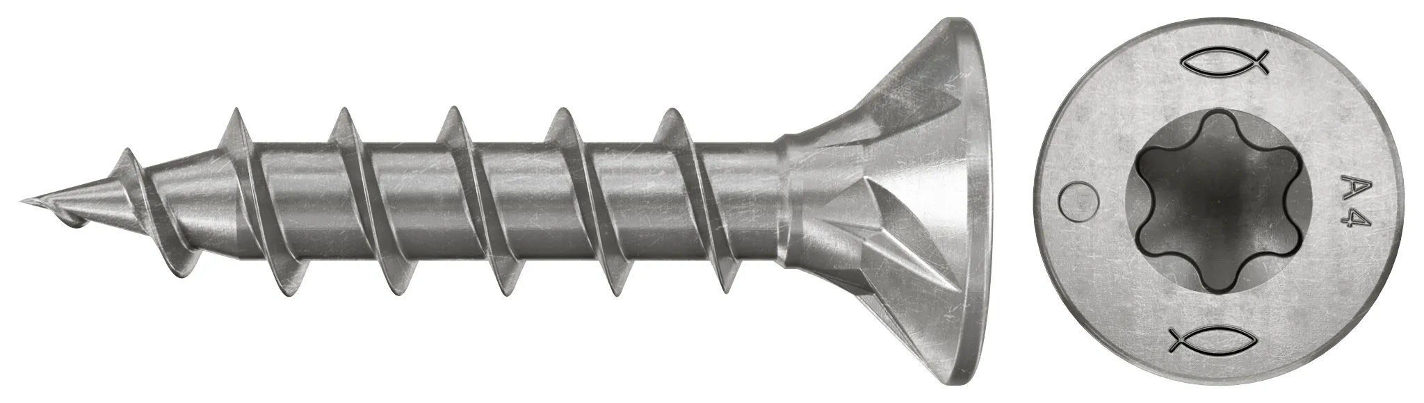 fischer Spanplattenschraube PowerFast FPF II CTF 4,0 x 20 A4 200, Senkkopf, Innenstern TX, Vollgewinde, Edelstahl A4