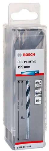 Bosch Metallspiralbohrer PointTeQ DIN388 Arbeits-L.81mm D.9mm Typ N 10St.