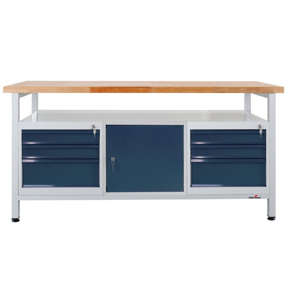 Steinbock® Werkbank Extra, 1 Ablage, 6 Schubladen, 1 Tür, TK 500 kg
