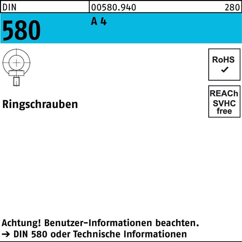 Ringschraube DIN 580 M24 A 4 1 Stück