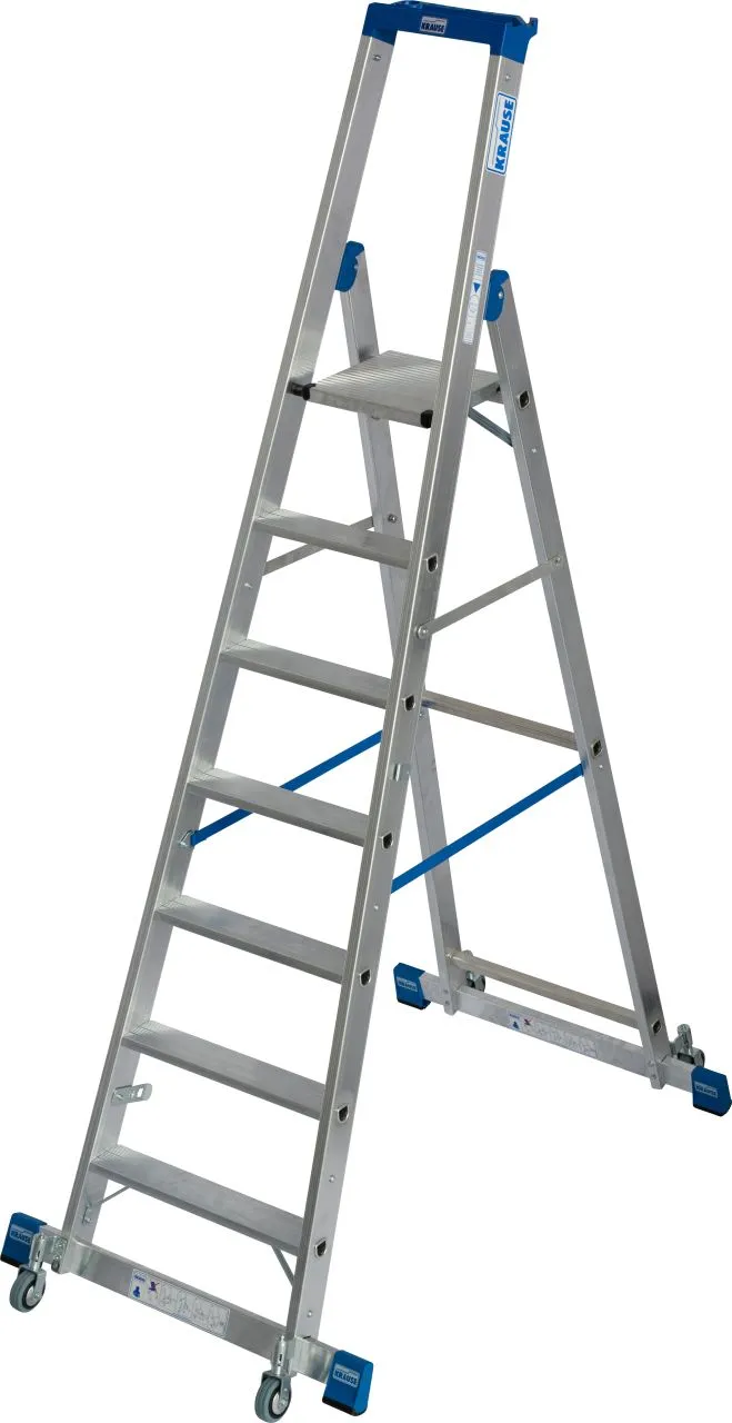 Krause STABILO Stufen-StehLeiter fahrbar mit Traverse 1x7 Stufen