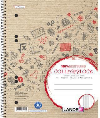 Landre Collegeblock 100050114 DIN A5 mit Rand 80Blatt kariert