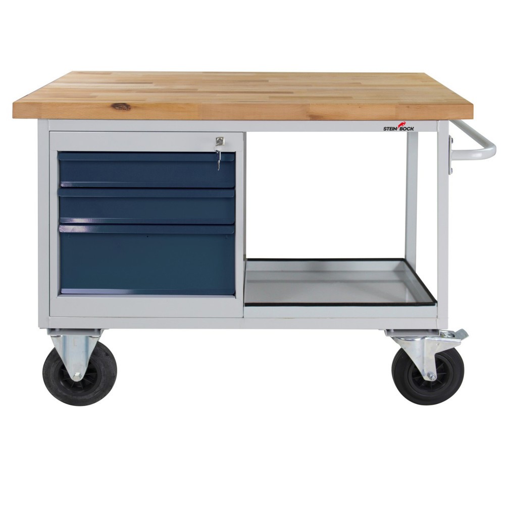 Steinbock® Werkbank Motion, verfahrbar, 3 Schubladen, TK 500 kg