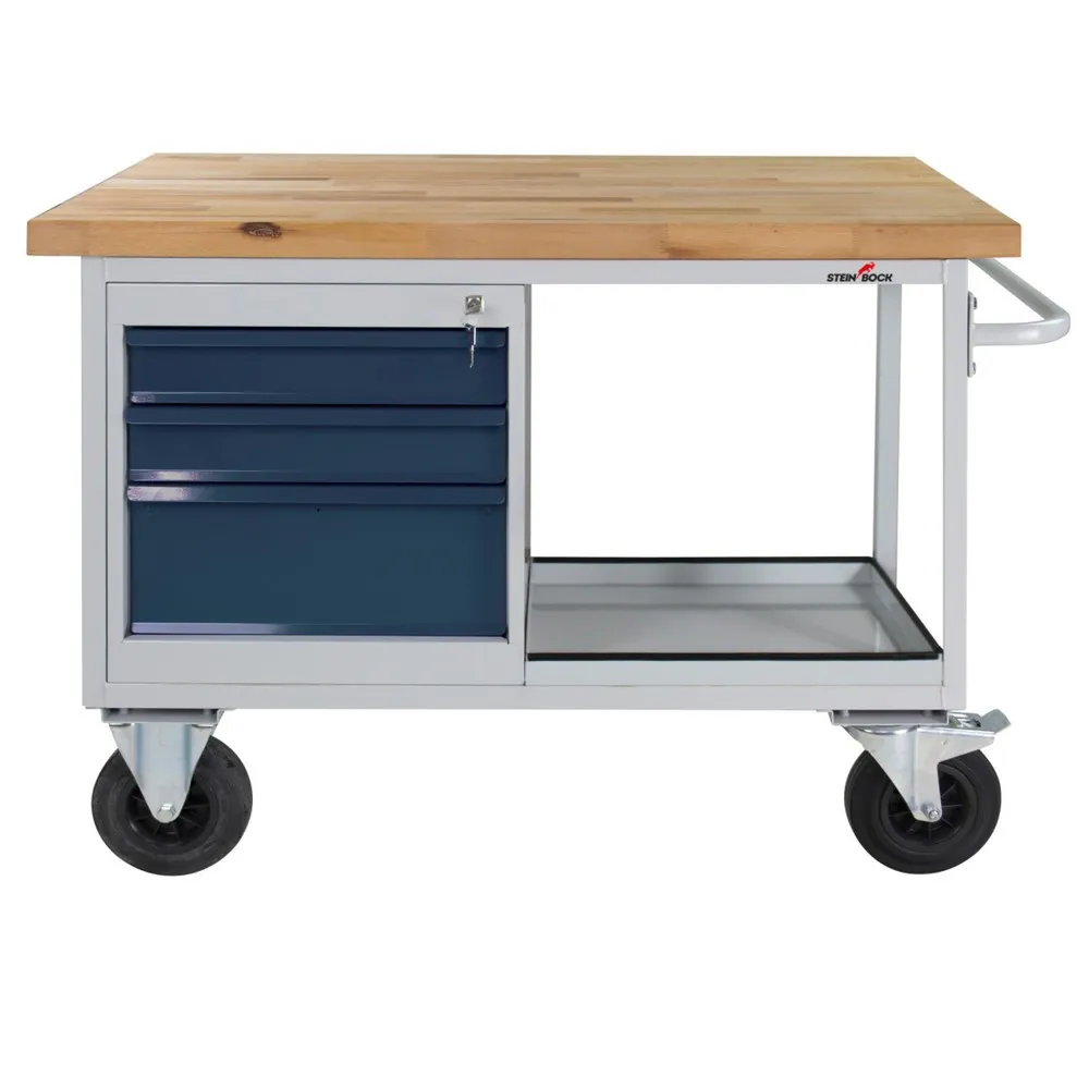 Steinbock® Werkbank Motion, verfahrbar, 3 Schubladen, TK 500 kg