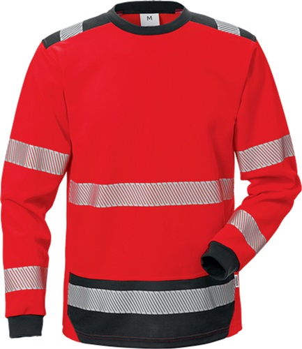 FRISTADS Warnschutz-Langarm-T-Shirt High Vis 7089 THV Gr.XS warnschutz-rot/schwarz