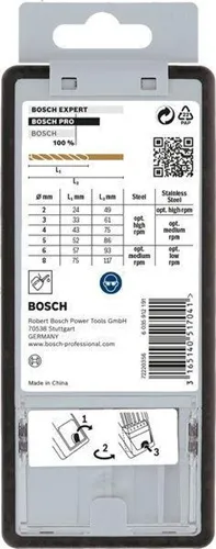Bosch Metallbohrer-Set PRO Stainless Steel HSS-Co DIN338 6tlg. D.2-8mm Gr.A