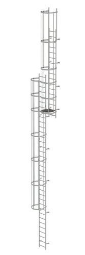 MUNK Mehrzügige Steigleiter mit Rückenschutz (Bau) Edelstahl 13,80m 
