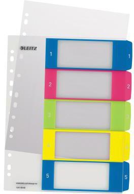 Leitz Register WOW 12410000 DIN A4 1-5 volle Höhe PP farbig