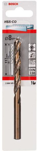 Bosch Metallbohrer HSS-Co DIN338 Arbeits-L.75mm D.8mm L.117mm
