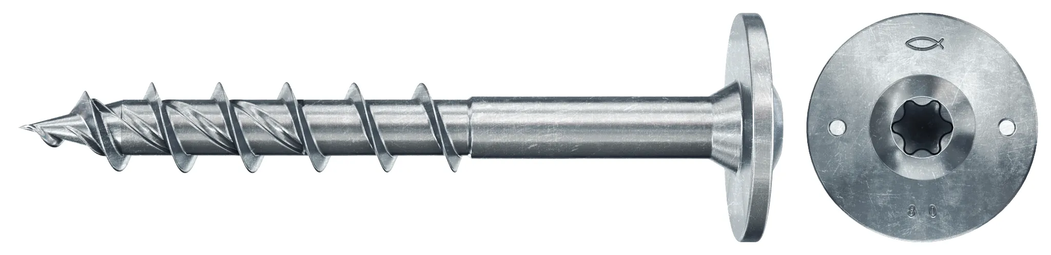 fischer PowerFast FPF II WTP 10,0 x 80 BC 50 Tellerkopf mit Innenstern TX Teilgewinde galvanisch verzinkt blau passiviert