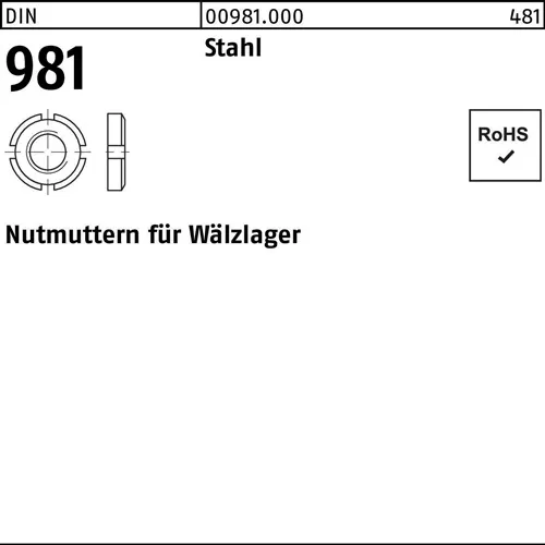 Nutmutter DIN 981 KM15 M 75x2 Stahl 5 Stück