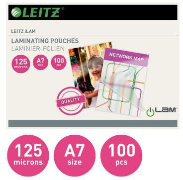 Leitz Laminierfolie 33805 DIN A7 125mic glänzend 100St.