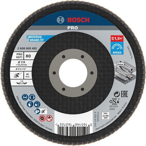 Bosch Fächerschleifscheibe PRO X571 Scheiben-D.115mm Körnung 80 gewinkelt