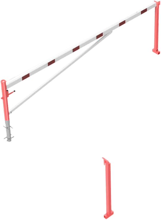SCHAKE Drehschranke mit Auflagepfosten und Seilzugverstärkung zum Einbetonieren