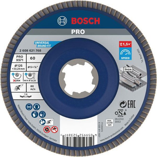 Bosch Fächerschleifscheibe PRO X571 D.125mm K60 gewinkelt X-LOCK