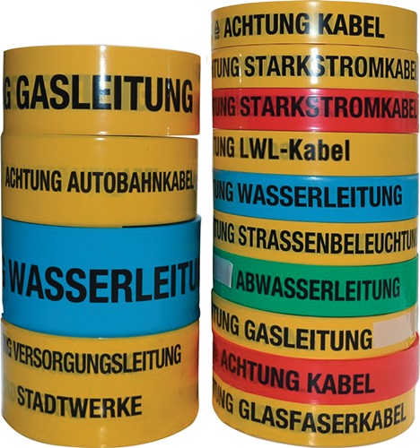 Trassenwarnband Aufdruck Achtung LWL-Kabel B.40mm L.250m gelb