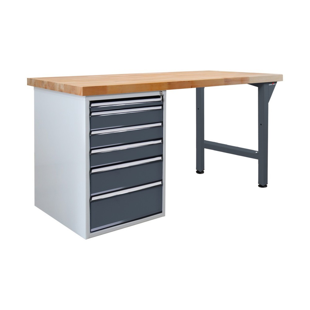 Steinbock® Werkbank Pro, 6 Schubladen, TK 500 kg, HxBxT 850 x 2.000 x 750 mm