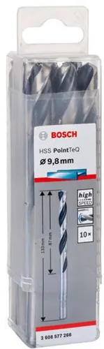 Bosch Metallspiralbohrer PointTeQ DIN388 Arbeits-L.87mm D.9,8mm Typ N 10St.