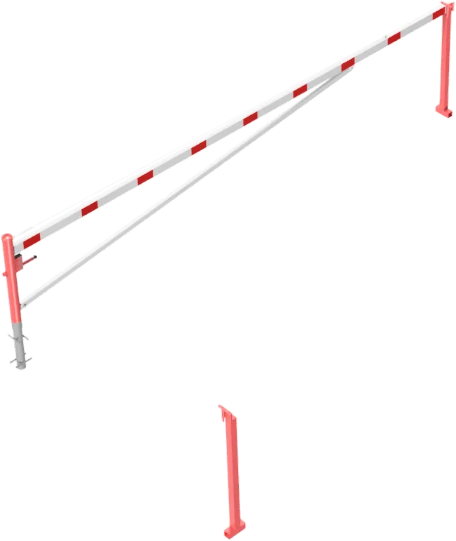 SCHAKE Drehschranke mit Auflagepfosten und Seilzugverstärkung zum Einbetonieren