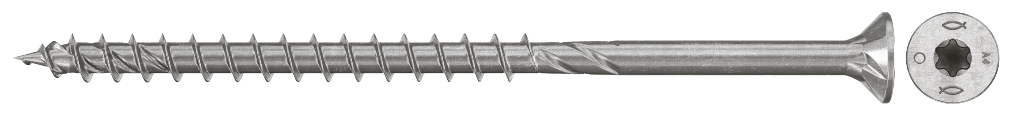fischer Spanplattenschraube PowerFast FPF II CTP 5,0 x 120 A4 100, Senkkopf, Innenstern TX, Teilgewinde, Edelstahl A4