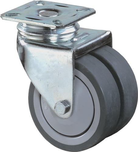 Doppel-Lenkrolle ohne Feststeller Gummi BS ROLLEN