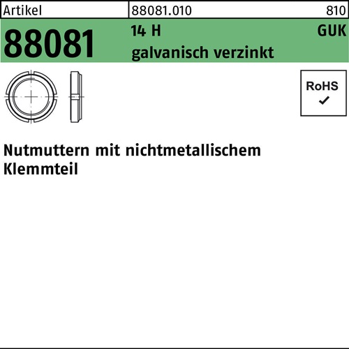 Nutmutter R 88081 Klemmteil GUK 5/M 25x1,5 14 H galv.verz. 10 Stück