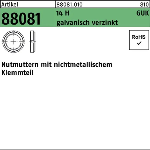 Nutmutter R 88081 m.Klemmteil GUK10/M 50x1,5 14 H galvanisch verzinkt 5 Stück
