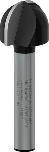 Bosch Hohlkehlfräser Arbeits-L.12,3mm D.15,9mm L.45mm Radius 8mm Schaft 1/4Zoll