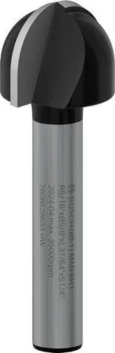 Bosch Hohlkehlfräser Arbeits-L.12,3mm D.15,9mm L.45mm Radius 8mm Schaft 1/4Zoll