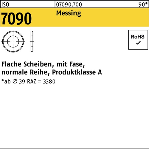 Unterlegscheibe ISO 7090 m.Fase 45 Messing 1 Stück