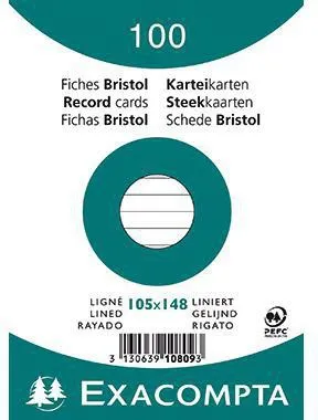 Exacompta Karteikarte 10809SE DIN A6 liniert weiß 100 St./Pack.