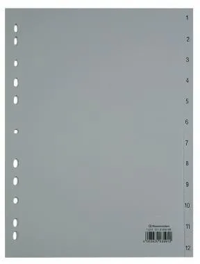 Soennecken Register 1529 DIN A4 1-12 volle Höhe PP grau