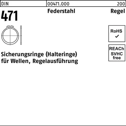 Sicherungsring DIN 471 8x 0,8 Federstahl Regelausf. 2000 Stück