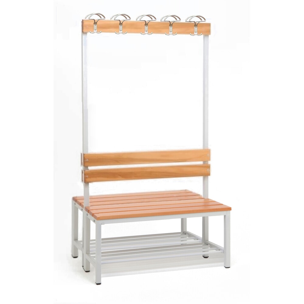 Steinbock® Umkleidesitzbank, 2-seitig mit Hakenleiste, Breite 1.000 mm