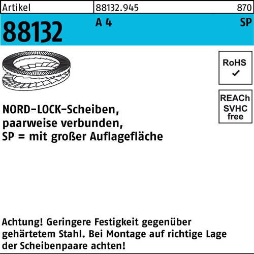 Unterlegscheibe R 88132 geklebt NL 27 SP SS A 4 25 Stück NORD-LOCK